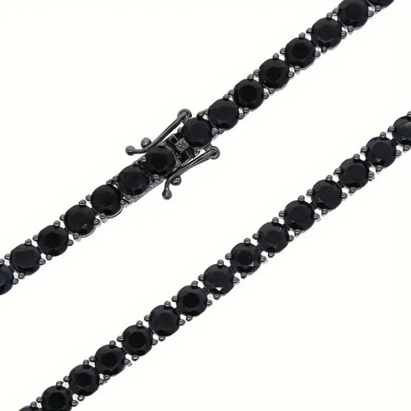 2ct Black Diamond Mens Platinum Silver Tennis Necklace 18 20 24 Inch Jewelry - Picture 9 of 9